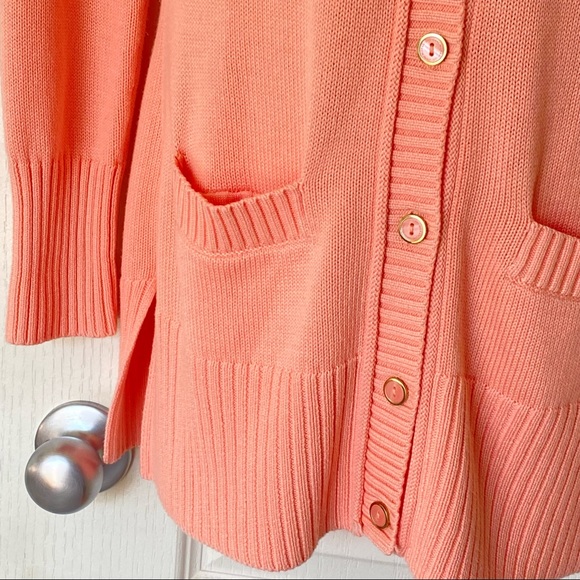 ISAAC MIZRAHI essential knit button up long cardigan in peach pink XS - Picture 12 of 12
